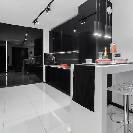 Black & White Bliss: Luksusowy Apartament Z Klimatyzacja